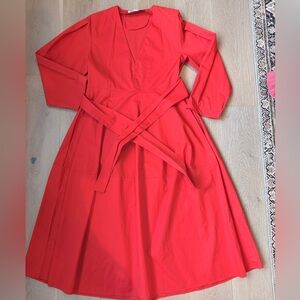 Zara Vibrant Red V Neck Dress
